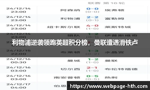 利物浦逆袭领跑英超积分榜，曼联遭遇滑铁卢