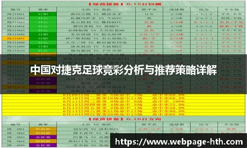 中国对捷克足球竞彩分析与推荐策略详解